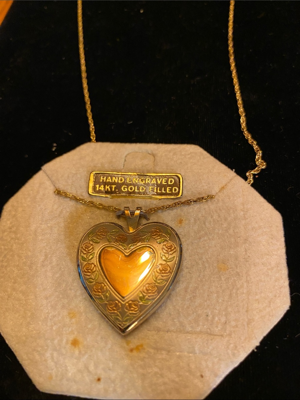 Hand Engraved 14kt Gold Filled Heart Locket Necklace